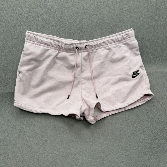 Nike Shorts Womens XL Pink Fleece Drawstring Swoosh Logo Lounge Athletic Casual - Picture 1 of 7